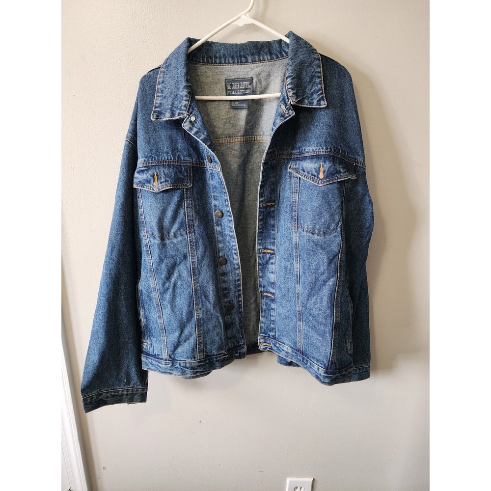 Big Creek Clothing Collection Mens XL Blue Denim Trucker Jacket 100% Cotton